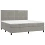 Box spring bed with mattress and LED light gray velvet 200x200 cm by vidaXL, Beds and slatted bases - Ref: Foro24-3136263, Pr...
