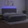 Box spring bed with mattress and LED light gray velvet 200x200 cm by vidaXL, Beds and slatted bases - Ref: Foro24-3136263, Pr...
