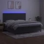 Box spring bed with mattress and LED dark gray velvet 200x200 cm by vidaXL, Beds and slatted bases - Ref: Foro24-3136084, Pri...