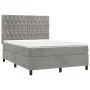 Box spring bed with mattress and LED light gray velvet 140x200 cm by vidaXL, Beds and slatted bases - Ref: Foro24-3136305, Pr...