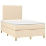 Box spring bed with mattress and LED cream fabric 120x200 cm by vidaXL, Beds and slatted bases - Ref: Foro24-3135266, Price: ...