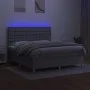 Box spring bed mattress and LED lights light gray fabric 180x200 cm by vidaXL, Beds and slatted bases - Ref: Foro24-3135773, ...