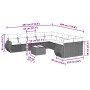 Set de sofás de jardín 11 pzas y cojines ratán sintético gris