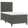 Box spring bed with mattress and LED dark gray velvet 90x200 cm by vidaXL, Beds and slatted bases - Ref: Foro24-3135982, Pric...