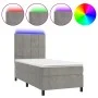 Box spring bed with mattress and LED light gray velvet 90x190 cm by vidaXL, Beds and slatted bases - Ref: Foro24-3136095, Pri...