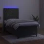 Box spring bed with mattress and LED dark gray velvet 80x200 cm by vidaXL, Beds and slatted bases - Ref: Foro24-3136270, Pric...