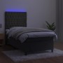 Boxspringbett mit Matratze und dunkelgrauem LED-Samt 100x200 cm von vidaXL, Betten und Lattenroste - Ref: Foro24-3136288, Pre...