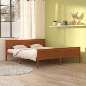 Estructura cama sin colchón madera pino marrón miel 180x200 cm en Camas y somieres | Comprar online en Foro24