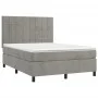 Cama box spring colchón y LED terciopelo gris claro 140x200 cm de vidaXL, Camas y somieres - Ref: Foro24-3136125, Precio: 490...