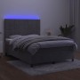 Box spring bed with mattress and LED light gray velvet 140x200 cm by vidaXL, Beds and slatted bases - Ref: Foro24-3136125, Pr...