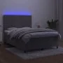 Box spring bed with mattress and LED light gray velvet 140x200 cm by vidaXL, Beds and slatted bases - Ref: Foro24-3136125, Pr...