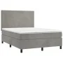 Box spring bed with mattress and LED light gray velvet 140x200 cm by vidaXL, Beds and slatted bases - Ref: Foro24-3136005, Pr...