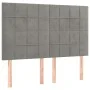 Box spring bed with mattress and LED light gray velvet 140x200 cm by vidaXL, Beds and slatted bases - Ref: Foro24-3136125, Pr...