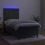 Box spring bed with mattress and LED dark gray velvet 90x200 cm by vidaXL, Beds and slatted bases - Ref: Foro24-3136342, Pric...