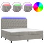 Cama box spring colchón y LED terciopelo gris claro 200x200 cm de vidaXL, Camas y somieres - Ref: Foro24-3136323, Precio: 655...