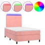 Cama box spring colchón y LED terciopelo rosa 120x200 cm de vidaXL, Camas y somieres - Ref: Foro24-3135998, Precio: 419,24 €,...