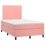 Box spring bed with mattress and LED pink velvet 120x200 cm by vidaXL, Beds and slatted bases - Ref: Foro24-3135998, Price: 3...