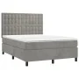 Box spring bed with mattress and LED light gray velvet 140x200 cm by vidaXL, Beds and slatted bases - Ref: Foro24-3136365, Pr...