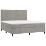 Boxspringbett mit Matratze und hellgrauem LED-Samt 180x200 cm von vidaXL, Betten und Lattenroste - Ref: Foro24-3136017, Preis...