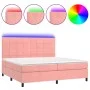 Boxspringbett mit Matratze und LED-Rosa-Samt 200x200 cm von vidaXL, Betten und Lattenroste - Ref: Foro24-3136148, Preis: 610,...