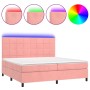 Cama box spring colchón y LED terciopelo rosa 200x200 cm de vidaXL, Camas y somieres - Ref: Foro24-3136148, Precio: 618,21 €,...