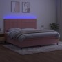 Cama box spring colchón y LED terciopelo rosa 200x200 cm de vidaXL, Camas y somieres - Ref: Foro24-3136148, Precio: 618,21 €,...