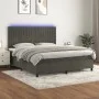 Box spring bed with mattress and LED dark gray velvet 160x200 cm by vidaXL, Beds and slatted bases - Ref: Foro24-3136252, Pri...
