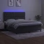 Box spring bed with mattress and LED dark gray velvet 180x200 cm by vidaXL, Beds and slatted bases - Ref: Foro24-3136318, Pri...