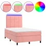 Box spring bed with mattress and LED pink velvet 120x200 cm by vidaXL, Beds and slatted bases - Ref: Foro24-3136118, Price: 4...