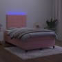 Box spring bed with mattress and LED pink velvet 120x200 cm by vidaXL, Beds and slatted bases - Ref: Foro24-3136118, Price: 4...