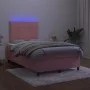 Box spring bed with mattress and LED pink velvet 120x200 cm by vidaXL, Beds and slatted bases - Ref: Foro24-3136118, Price: 4...