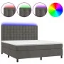 Cama box spring colchón y LED terciopelo gris oscuro 180x200 cm de vidaXL, Camas y somieres - Ref: Foro24-3136378, Precio: 56...