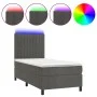 Box spring bed with mattress and LED dark gray velvet 90x190 cm by vidaXL, Beds and slatted bases - Ref: Foro24-3136216, Pric...