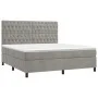 Box spring bed with mattress and LED light gray velvet 180x200 cm by vidaXL, Beds and slatted bases - Ref: Foro24-3136317, Pr...