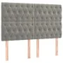 Box spring bed with mattress and LED light gray velvet 180x200 cm by vidaXL, Beds and slatted bases - Ref: Foro24-3136317, Pr...