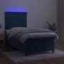 Box spring bed with mattress and LED dark blue velvet 80x200 cm by vidaXL, Beds and slatted bases - Ref: Foro24-3135973, Pric...