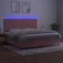 Box spring bed with mattress and LED pink velvet 200x200 cm by vidaXL, Beds and slatted bases - Ref: Foro24-3136028, Price: 5...