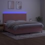 Cama box spring colchón y LED terciopelo rosa 200x200 cm de vidaXL, Camas y somieres - Ref: Foro24-3136028, Precio: 596,45 €,...