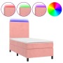 Box spring bed with mattress and LED pink velvet 80x200 cm by vidaXL, Beds and slatted bases - Ref: Foro24-3135974, Price: 32...