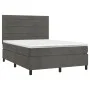 Box spring bed with mattress and LED dark gray velvet 140x200 cm by vidaXL, Beds and slatted bases - Ref: Foro24-3136186, Pri...