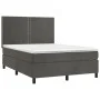Box spring bed with mattress and LED dark gray velvet 140x200 cm by vidaXL, Beds and slatted bases - Ref: Foro24-3136066, Pri...