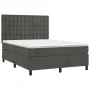 Box spring bed with mattress and LED dark gray velvet 140x200 cm by vidaXL, Beds and slatted bases - Ref: Foro24-3136366, Pri...