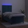 Box spring bed with mattress and LED dark blue velvet 100x200 cm by vidaXL, Beds and slatted bases - Ref: Foro24-3136351, Pri...