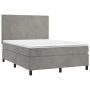 Cama box spring colchón y LED terciopelo gris claro 140x190 cm de vidaXL, Camas y somieres - Ref: Foro24-3135999, Precio: 550...