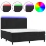 Box spring bed with mattress and LED black velvet 160x200 cm by vidaXL, Beds and slatted bases - Ref: Foro24-3136013, Price: ...