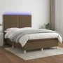 Box spring bed mattress LED lights dark brown fabric 140x200cm by vidaXL, Beds and slatted bases - Ref: Foro24-3135360, Price...