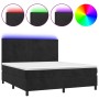 Box spring bed with mattress and LED black velvet 180x200 cm by vidaXL, Beds and slatted bases - Ref: Foro24-3136019, Price: ...