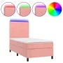 Box spring bed with mattress and LED pink velvet 90x200 cm by vidaXL, Beds and slatted bases - Ref: Foro24-3135986, Price: 32...