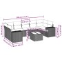 Set de sofás de jardín 8 pzas y cojines ratán sintético gris