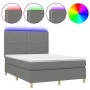 Box spring bed mattress and LED lights dark gray fabric 140x190 cm by vidaXL, Beds and slatted bases - Ref: Foro24-3135350, P...